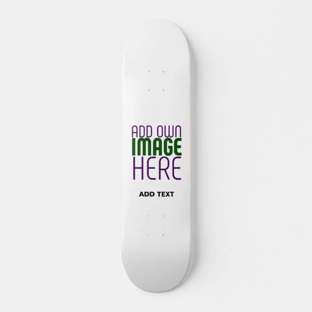 TEXTMALL FÖR MODERN REDIGERBAR ENKEL VITE BILD MINI SKATEBOARD BRÄDA 18,5 CM (Framsida)