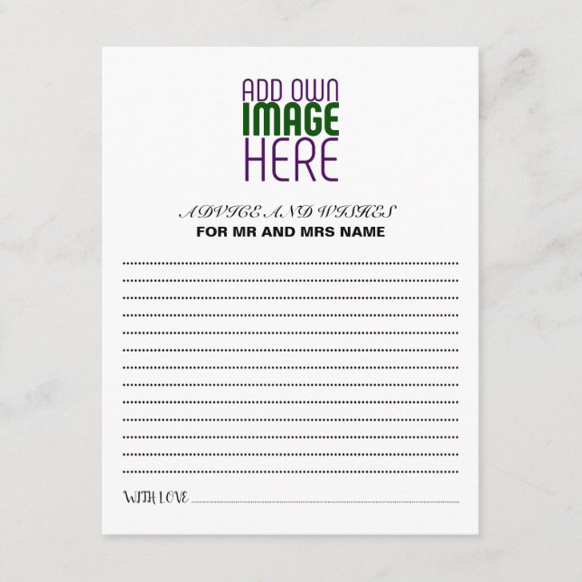 TEXTMALL FÖR MODERN REDIGERBAR ENKEL VITE BILD RÅDKORT (Framsida)