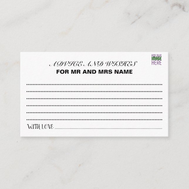 TEXTMALL FÖR MODERN REDIGERBAR ENKEL VITE BILD RÅDKORT (Framsida)