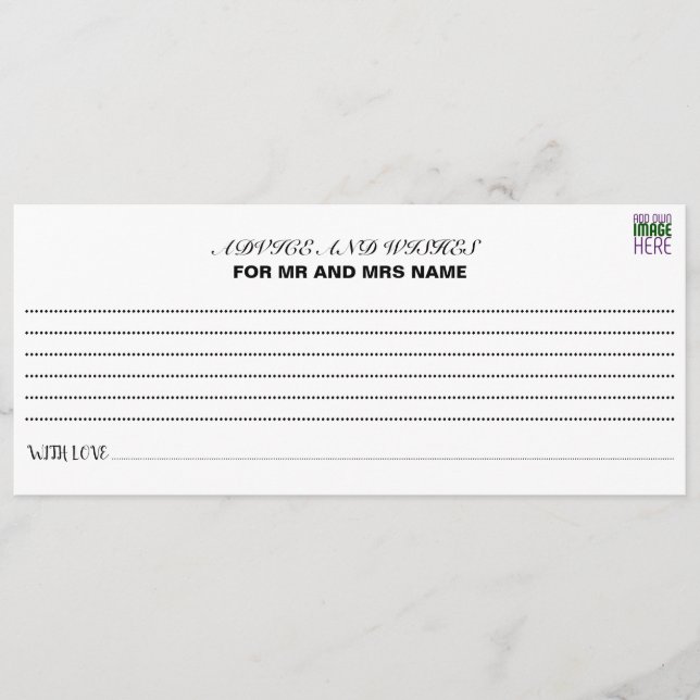 TEXTMALL FÖR MODERN REDIGERBAR ENKEL VITE BILD RÅDKORT (Framsida)