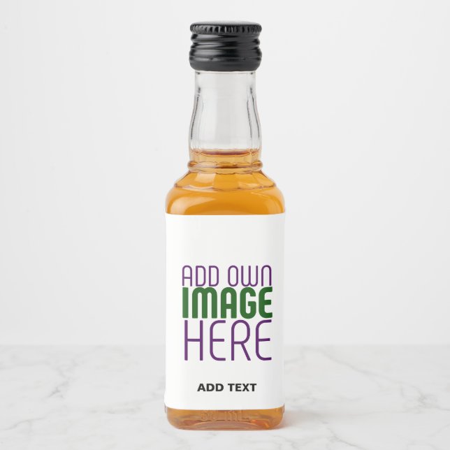 TEXTMALL FÖR MODERN REDIGERBAR ENKEL VITE BILD SPRITFLASKOR ETIKETT (Framsida)