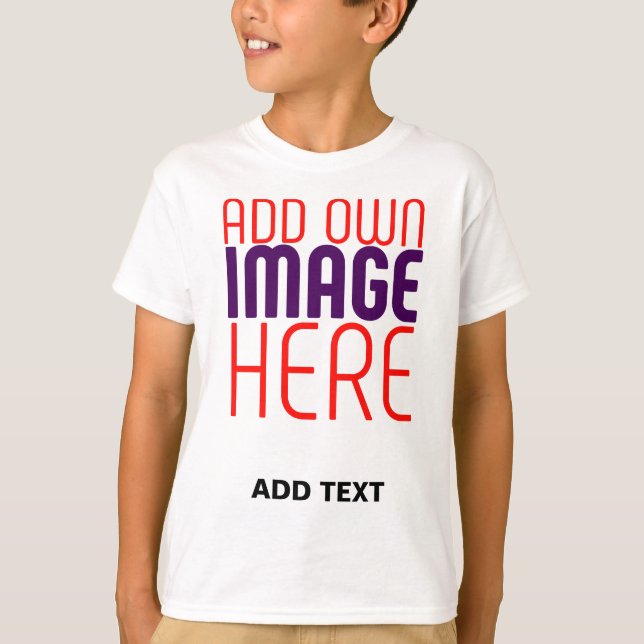 TEXTMALL FÖR MODERN REDIGERBAR ENKEL VITE BILD T SHIRT (Framsida)