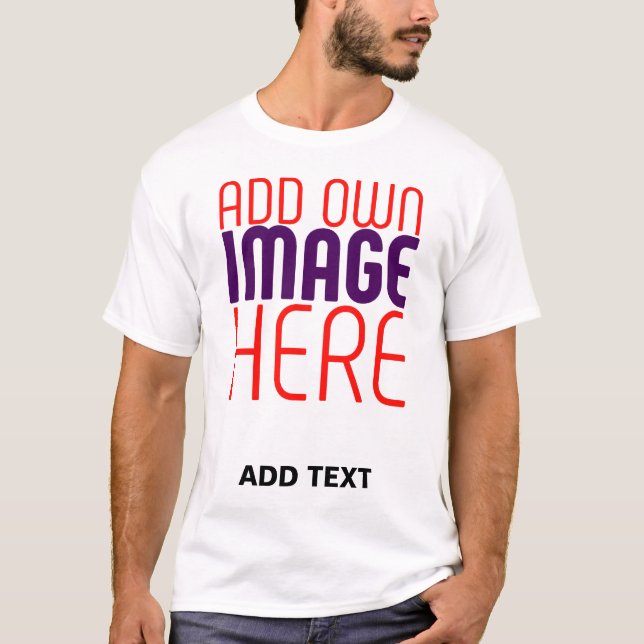 TEXTMALL FÖR MODERN REDIGERBAR ENKEL VITE BILD T SHIRT (Framsida)