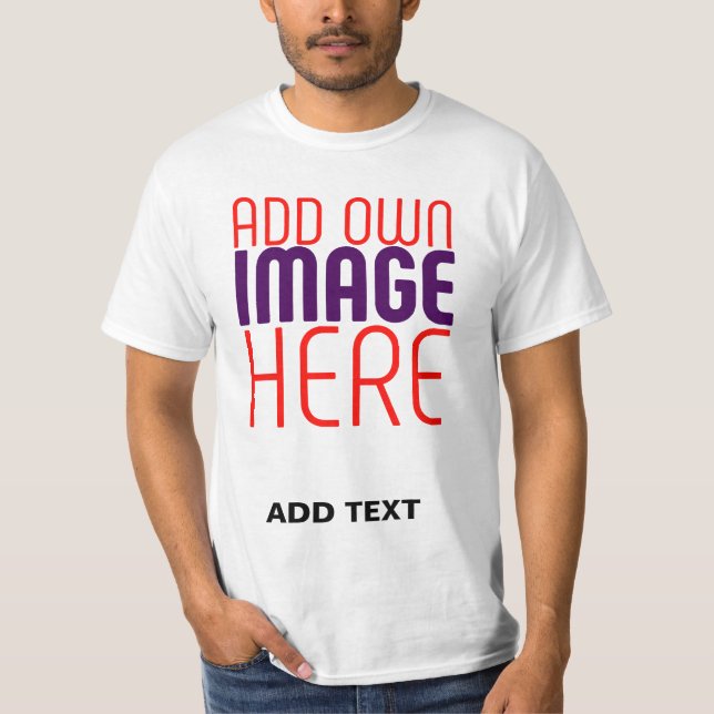 TEXTMALL FÖR MODERN REDIGERBAR ENKEL VITE BILD T SHIRT (Framsida)