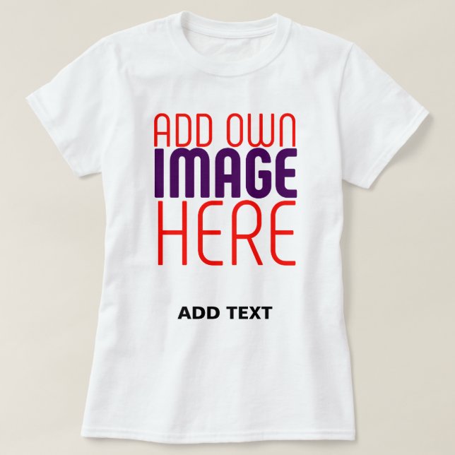 TEXTMALL FÖR MODERN REDIGERBAR ENKEL VITE BILD T SHIRT (Design framsida)