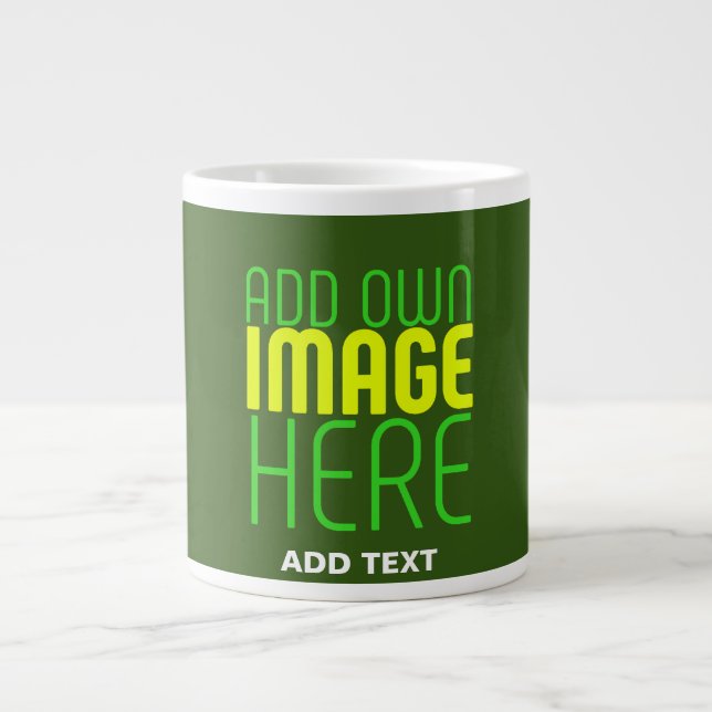 TEXTMALL FÖR MODERN REDIGERBAR GRÖNT AV SKOGSBILD JUMBO MUGG (Framsidan)