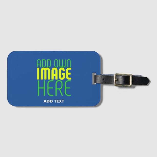 TEXTMALL FÖR MODERN REDIGERBAR KOBALT BLUE-BILD BAGAGEBRICKA (Framsida horisontal)