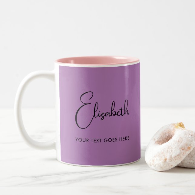 Textmall för Namn i lavender-kaffe i Mugg (Med munk)