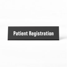 Textmall för patientregistrering, svart och vit te