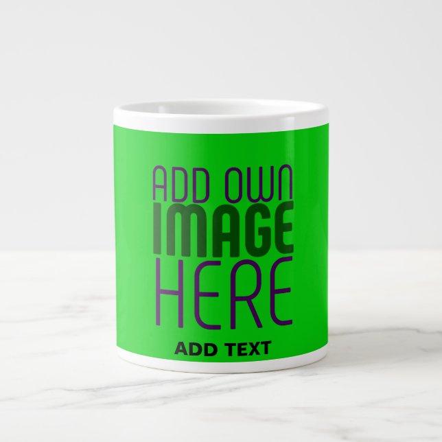 TEXTMALL FÖR REDIGERBAR LIME GRÖN BILD JUMBO MUGG (Framsidan)