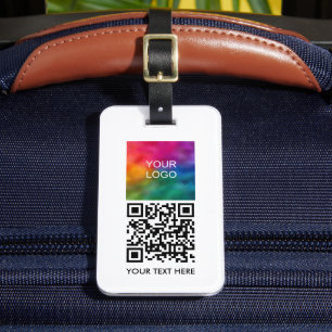 Textmall för streckkodsnamn för företagslogotyp QR Bagagebricka