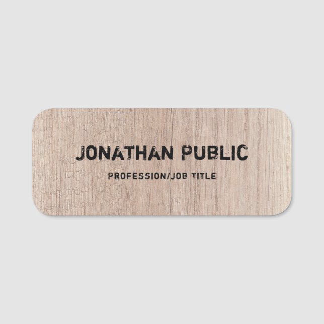 Textmall för träutsikt i nedtryckt läge namnbricka (Framsida)