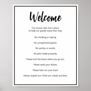 Textmall för Vacation House Regler Black and White Poster