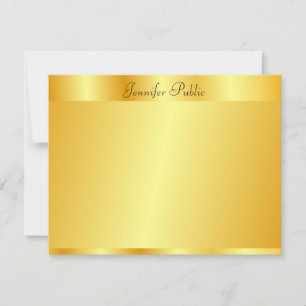 Textmall Namn i Faux Guld Elegant Hand Script Anteckningskort
