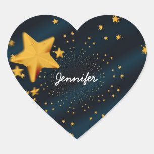 Textmall Starry Himmel, Redo att anpassa Hjärtformat Klistermärke