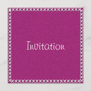 Textmall - Stockinette Stitch för Fuchsia Sticka Inbjudningar