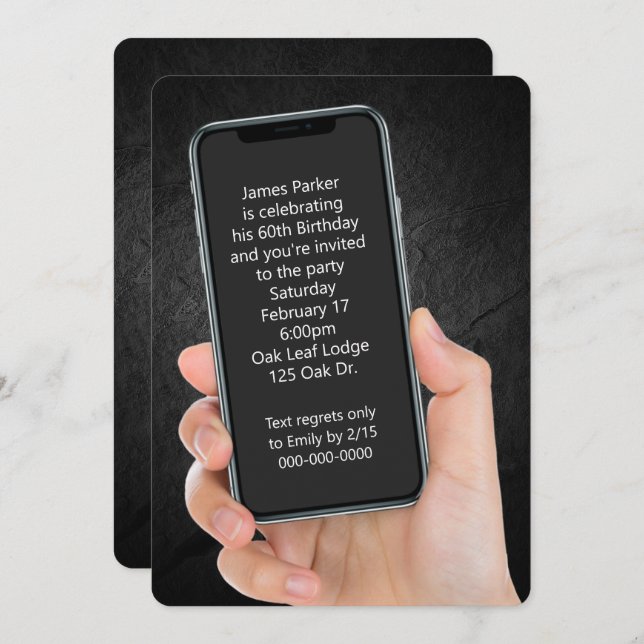 Textmeddelande för 60:e Födelsedagsfesten Inbjudningar (Fram/baksida)