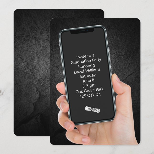 Textmeddelande för studentfest inbjudningar (Fram/baksida)