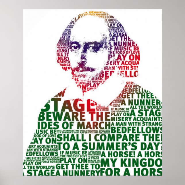 Textövertoning för Shakespeare-grönt Poster (Framsidan)