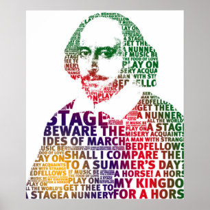 Textövertoningsdesign för Shakespeare grönt lila Poster