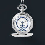 Textpåfyllnad för modern nautisk Anpassningsbar oc Armbandsur<br><div class="desc">Den här fickur i anpassningsbarna, som finns i guld eller silver, har en nautisk inspirerad ankardesign som omges av en elegant repmotiv, som fångar den tidlösa charmen av havets äventyr. Med den skarpa och klassiska layouten kan du anpassa designen med anpassningsbar, skapar den som en meningsfull keepé eller unik gåva....</div>