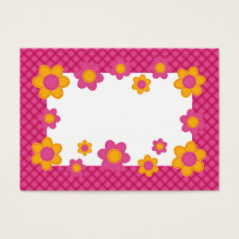 Textrutan Cute rosa pläderad blommigt vår ram Visitkort