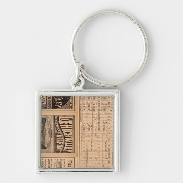 Textsida för Lehigh Valley Railroad Fyrkantig Silverfärgad Nyckelring (Framsidan)