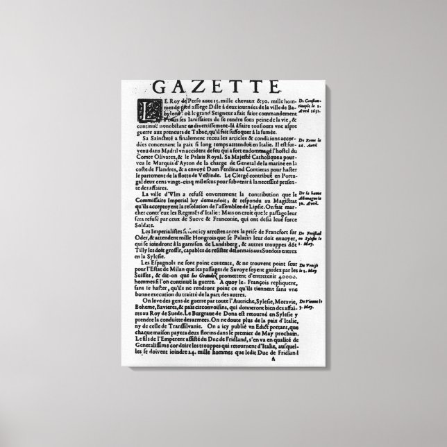 Textsida från La Gazette Canvastryck (Framsida)