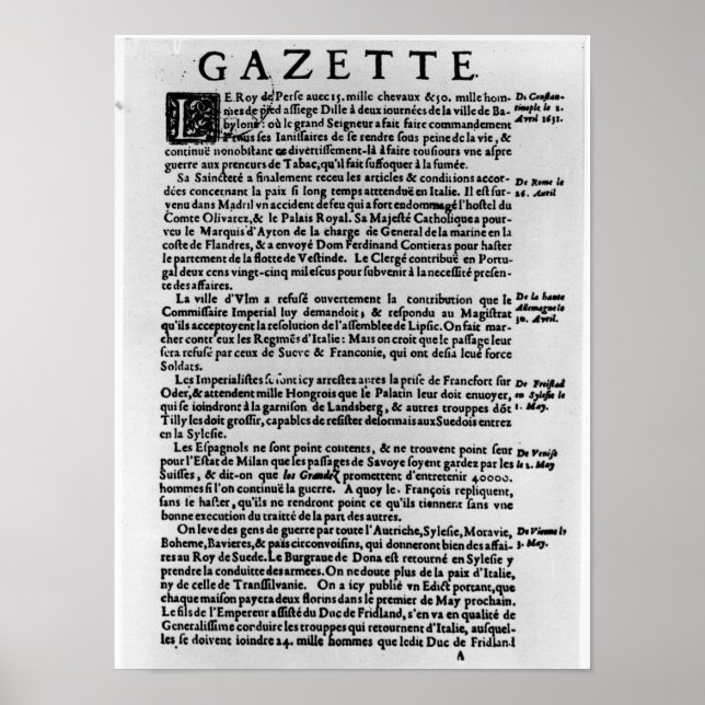 Textsida från La Gazette Poster (Framsidan)