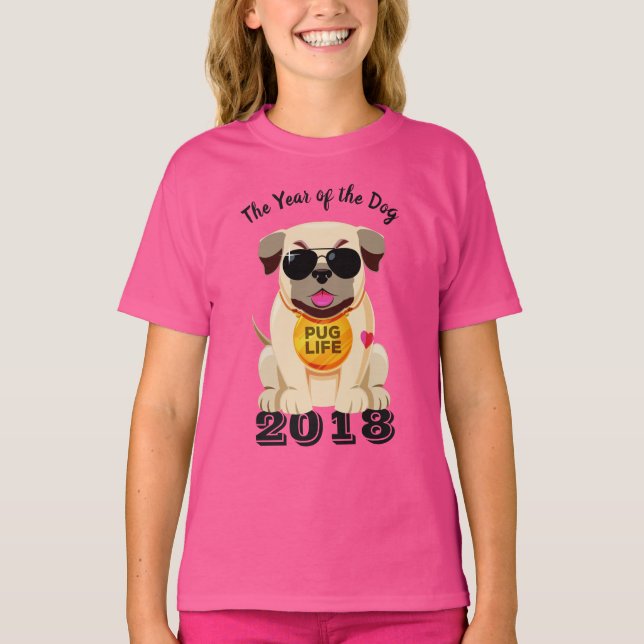 Textskjortor för Pug Life anpassningsbar & jacka T-shirt (Framsida)