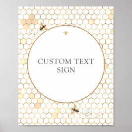 Texttecken för Anpassningsbar i Golden Bee Shower Poster