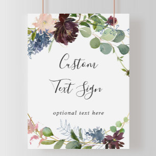 Texttecken för Burgundy Blommigt och Greenery Anpa Poster