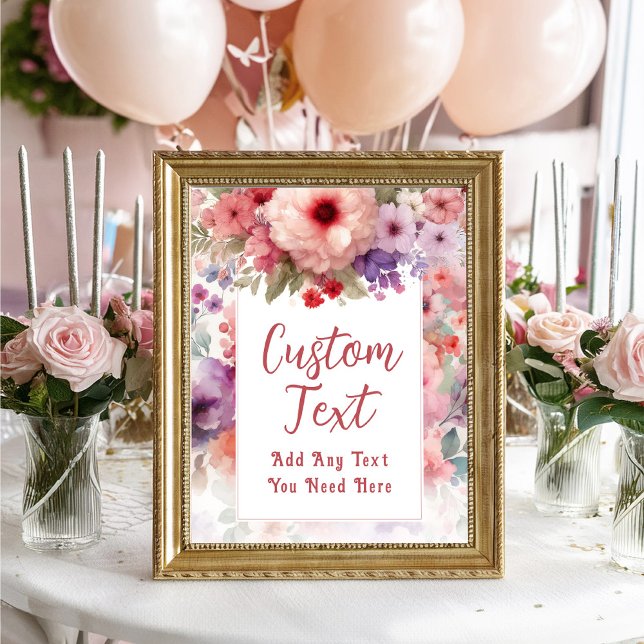 Texttecken för Fairy Theme Garden Födelsedagsfest  Poster (Custom Text  Fairy Themed Birthday Sign)