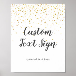 Texttecken för guld Confetti Bröllop Anpassningsba Poster