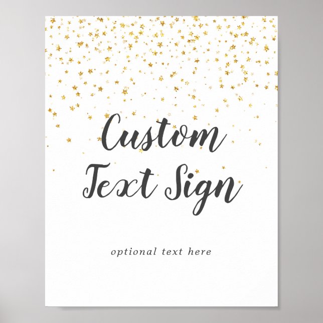 Texttecken för guld Confetti Bröllop Anpassningsba Poster (Framsidan)
