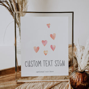 Texttecken för Watercolor Heart Girl Baby Shower A Poster