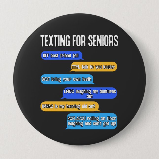 Texttext för Seniors Funny Pension-textkod Knapp (Framsida)