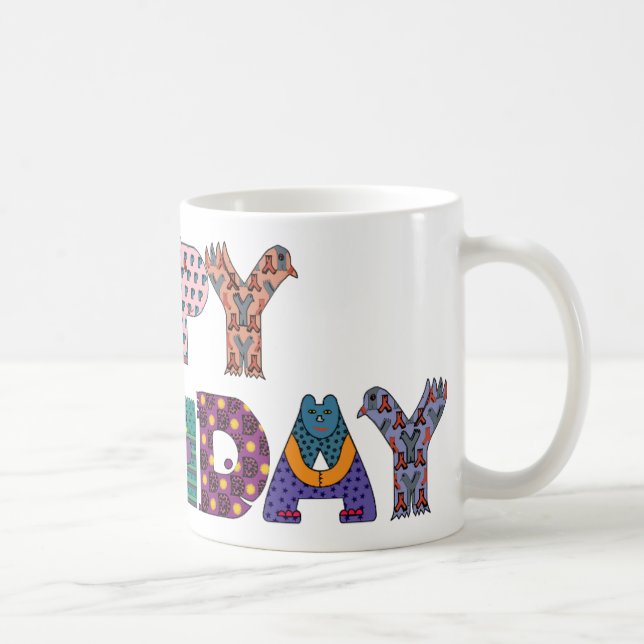 Textungar i grattis på födelsedagen kaffemugg (Höger)