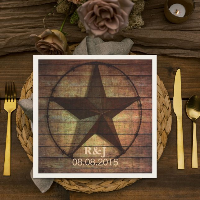 Textur av chic från lada, westerna bröllop pappersservett (rustic chic barn wood texas star western wedding napkins)