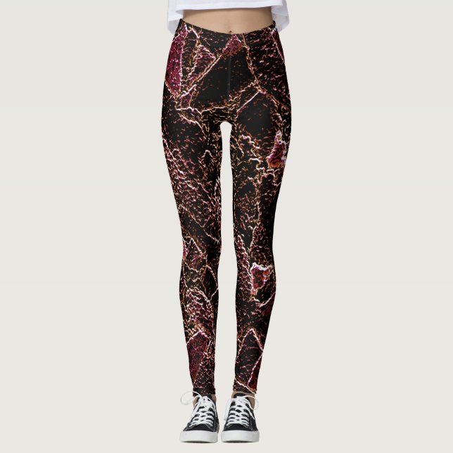Textura estilo rocha marrom entalhada leggings (Framsida)