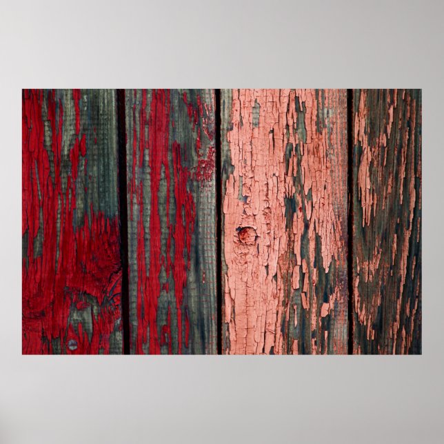 Texture of old wooden fence painted in red and ora poster (Framsidan)