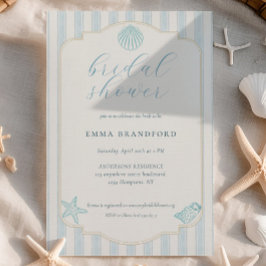 Textured Coastal Seashell Nautical Bridal Shower Inbjudningar