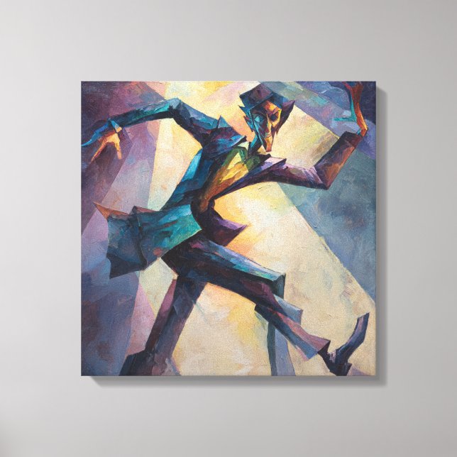 Textured Geometric Expressionist Man Dancing Canvastryck (Framsida)
