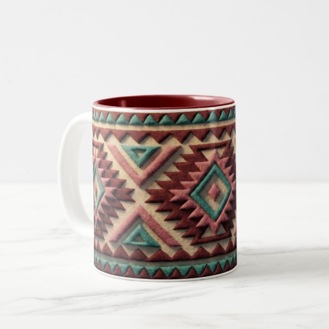 Textured Modern Geometric Southwest Style  Två-Tonad Mugg (Framsida vänster)