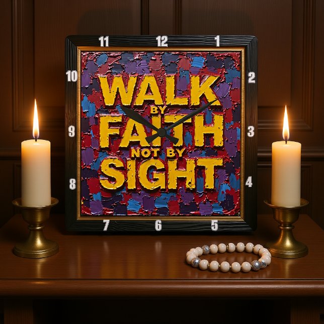 Textured Mosaic: Walk By Faith Not By Sight Fyrkantig Klocka (Skapare uppladdad)