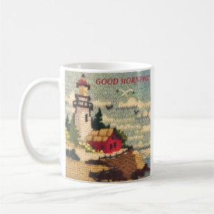 TEXTURED NEEDLEPOINT LIGHTHUSE FACEFUL SJÖLANDSKA KAFFEMUGG