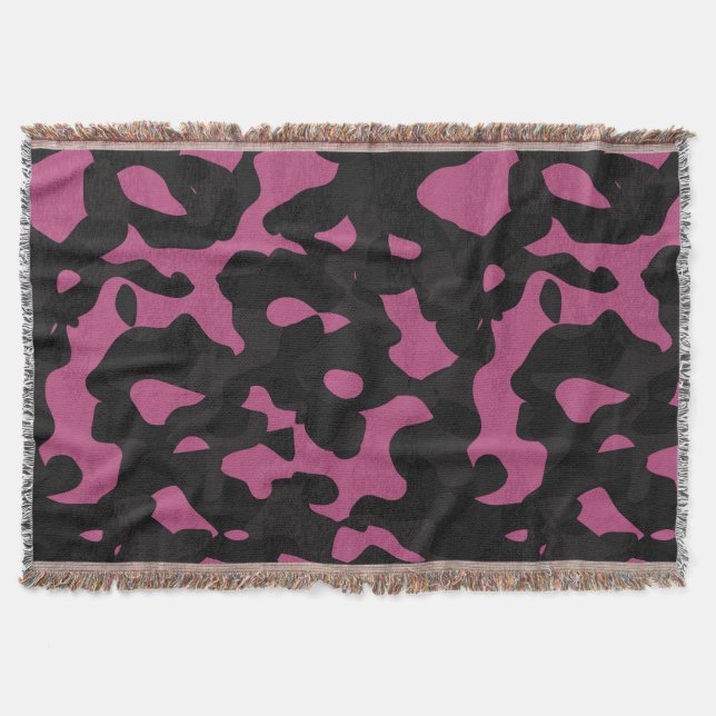  Textured pink and black camo abstract Filt (Framsidan)