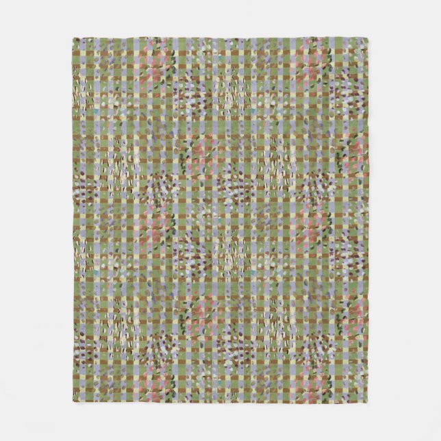 Textured Pointillism Grid Pattern Artwork Fleecefilt (Framsidan)