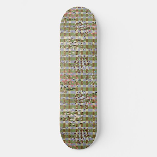 Textured Pointillism Grid Pattern Artwork Mini Skateboard Bräda 18,5 Cm (Framsida)