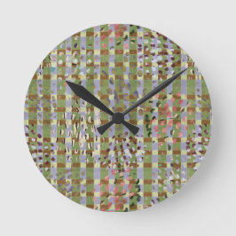 Textured Pointillism Grid Pattern Artwork Rund Klocka